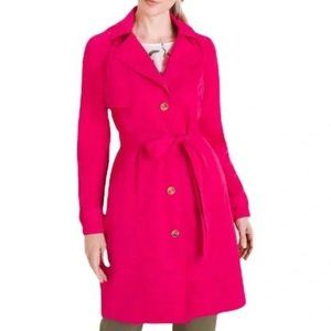 Chico's Hot Haute Pink Trench Coat Rain Jacket Size 2 US 14/16 Large